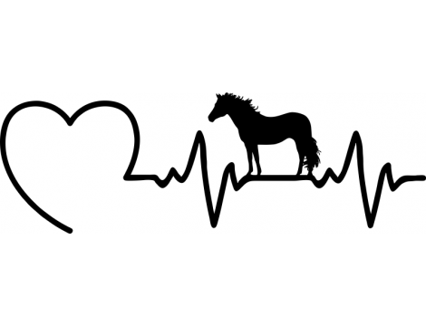 Naklejka - Koń i wykres EKG z sercem - 3
